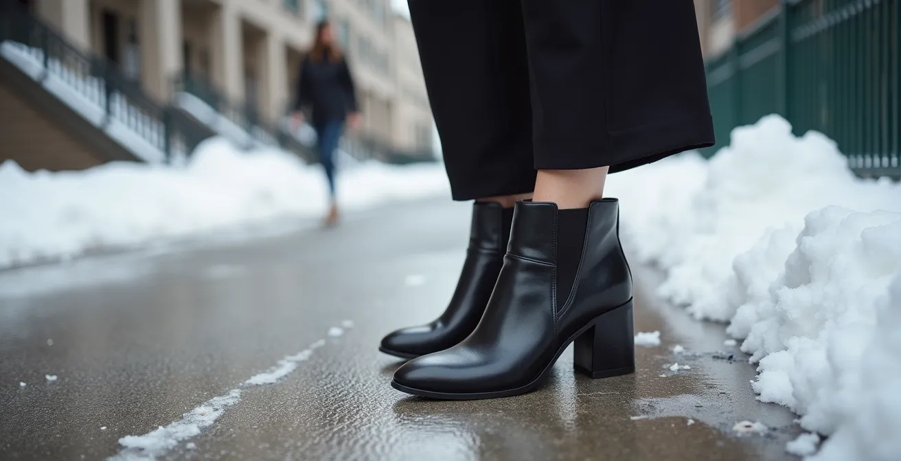 Bottillons à talons carrés adaptés aux conditions hivernales de Montréal