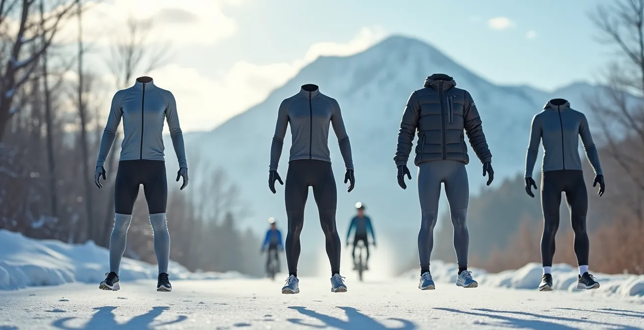 Cycliste hivernal montréalais démontrant le système de couches adapté