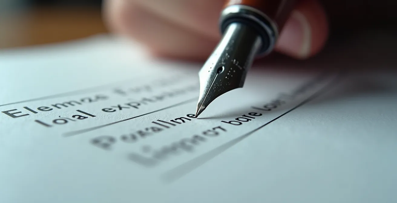 Documents de contrat de travail en arrière-plan flou sur un bureau