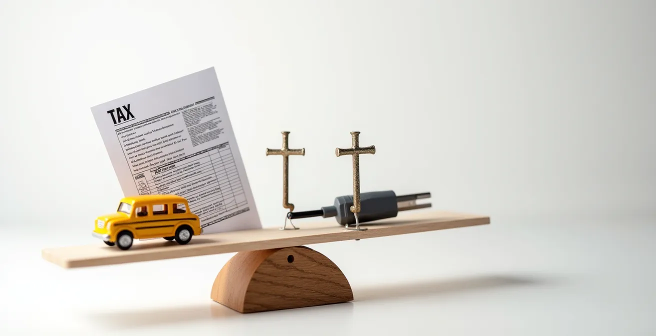 Représentation symbolique de la balance entre impôts et services publics au Québec